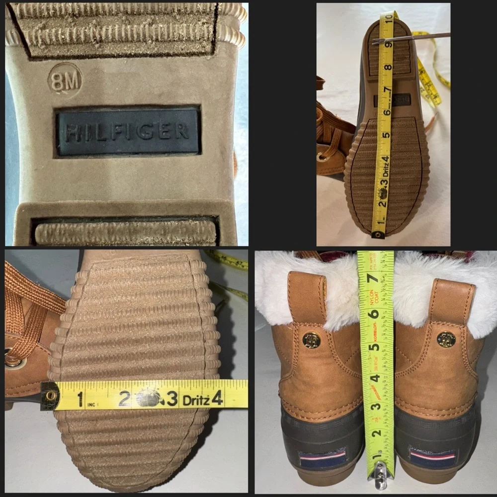 NWOB Tommy Hilfiger Ravino Brown Duck Ankle Boots Rain Booties (8M)